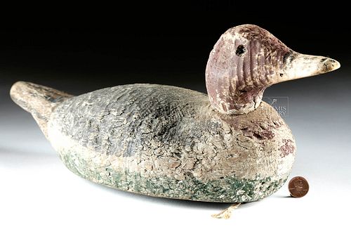 19th C. American Wooden Duck Hunting Decoy