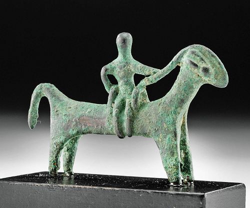 Near-Miniature Persian Bronze Horse Rider, ex-Sothebys