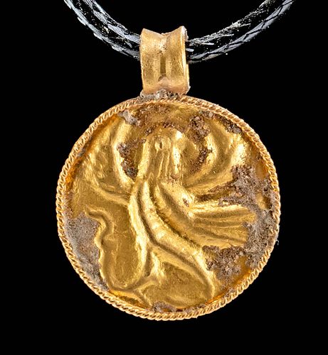 Achaemenid Gold Repousse Pendant w/ Avian