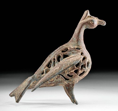 12th C. Persian Seljuk Brass Censer - Standing Bird