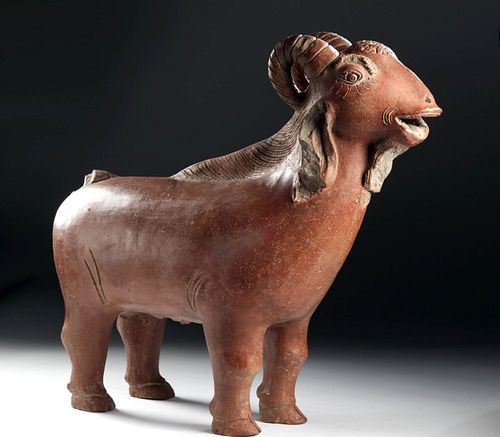 12th C. Indonesian Majapahit Red-Glazed Pottery Goat
