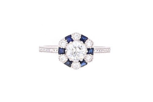 Art Deco Diamond & Sapphire Platinum Ring