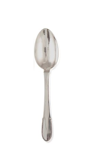 Vintage Georg Jensen Sterling Silver Beaded Dessert Spoon #021