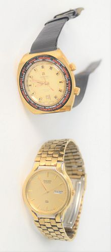 Two Men's Wristwatches, to include one Atlantic 17 jewel Travel Mate alarm along with Seiko Quartz.