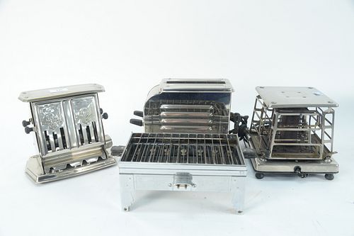 A Group of Eleven Vintage Toasters, along with a coffee steeper; to include Landers, Frary & Clark; Atkins Appliances; Fostoria; along with a Kenmore 
