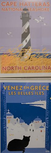 Three Posters After Sports, to include D'Hiver Dans Les Vosges Roger Broders, printed poster; Venez en Grece by Johanna Kriesel; along with Cape Hatte