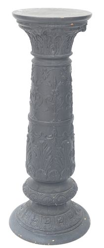 Wedgwood Earthenware Pedestal, painted flat black, height 36 inches, diameter 12 1/2 inches.