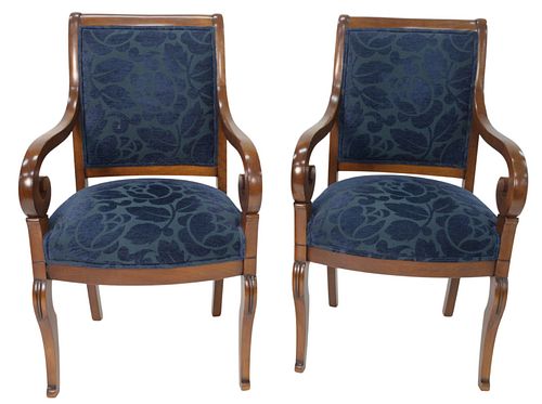 Pair of Grange Open Armchairs, height 38 1/2 inches.