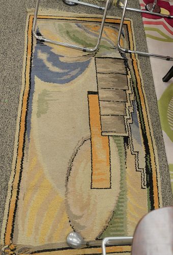 Pair of Scenic Scatter Rugs, 2' 5" x 5' 4" (each), one end torn.