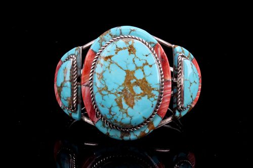 Navajo Irene Platero Silver Turquoise Bracelet