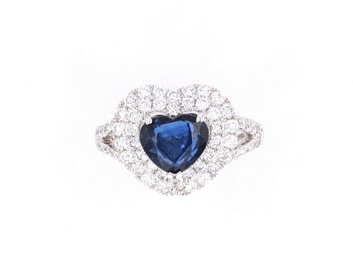 GIA Certified Unheated Blue Sapphire Diamond Ring