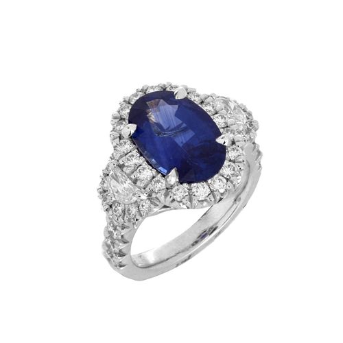 GIA Sapphire, Diamond and Platinum Ring
