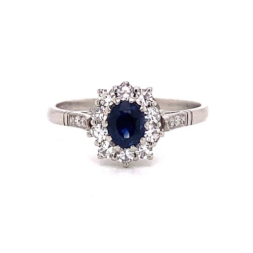 Platinum Sapphire Diamond Engagement Ring