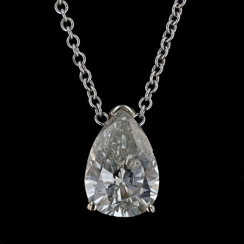 0.98ct SI2 CLARITY F COLOR PEAR Diamond 14K White Gold Pendant/Necklace