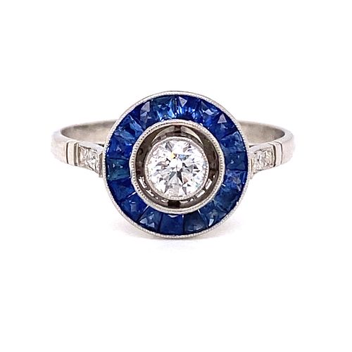 Platinum Diamond Sapphire Target RingÊ