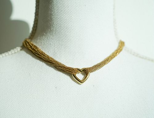TIFFANY & CO. Elsa Peretti 18k Gold Heart Multi Strand Necklace