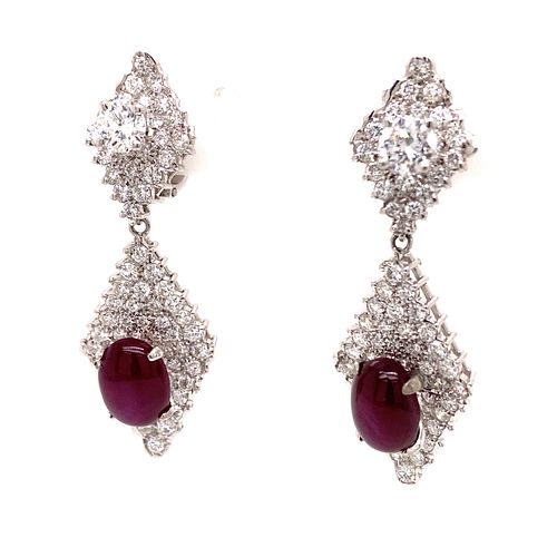 Star Ruby & Diamond Earrings