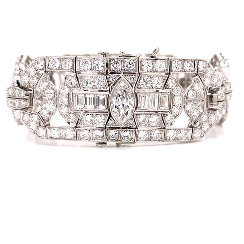 Platinum IRDI Art Deco Diamond Bracelet