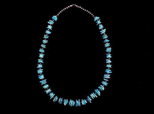 Navajo Sterling Silver Pearls & Turquoise Necklace