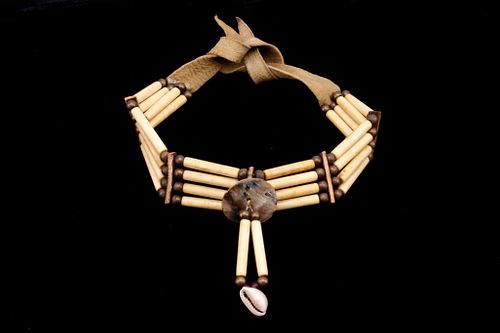 Sioux Indian Hairpipe Bone & Abalone Button Choker