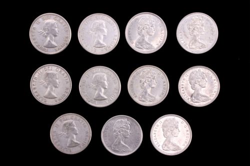 Canadian Half-Dollar .800 Silver Coins c 1957-1966