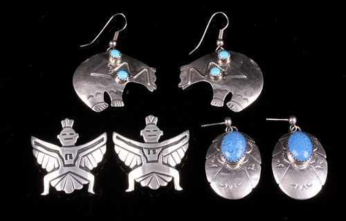 Navajo Signed Sterling Silver Earring Collection