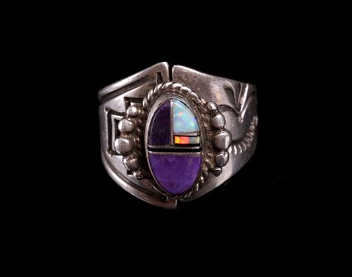 Hopi Loren Philips Sterling Silver Mosaic Ring