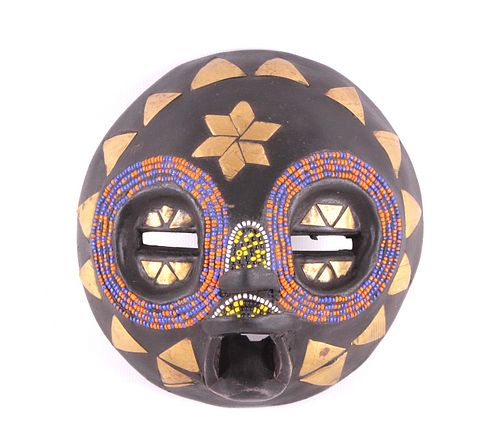 African Handcrafted Beaded & Brass Baluba Mask