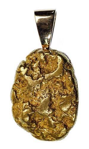 21k Yellow Gold Nugget on 14k Yellow Gold Bail