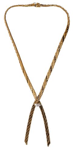 14k Yellow Gold and Diamond Necklace and Pendant