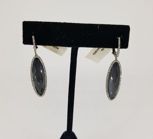 18K Topaz Hematite & Diamond Drop Earrings