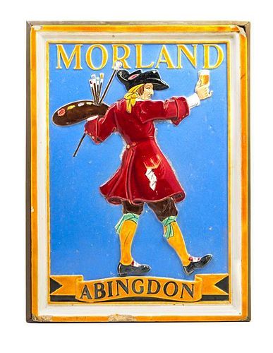 A Carter & Co. Faience Morland Abingdon Inn Sign Height 24 3/4 x width 18 1/2 inches.
