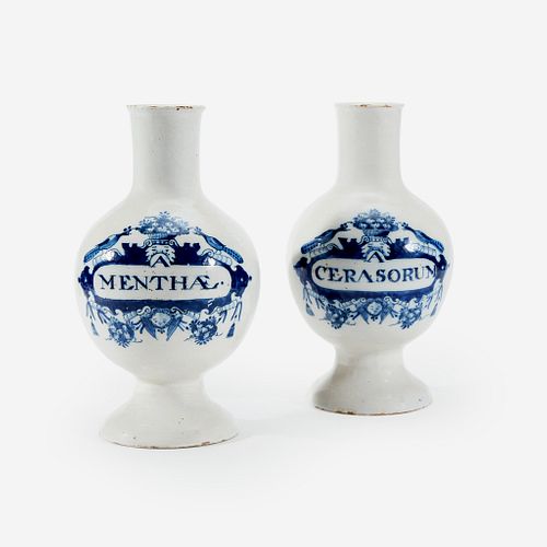 A Pair of Dutch Delft Apothecary Jars, Late 17th/early 18th century