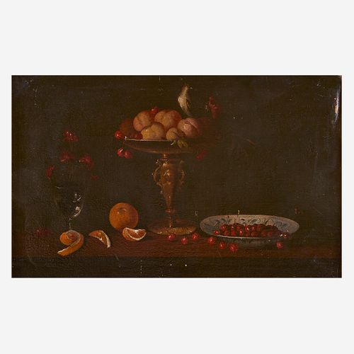 Dutch School (18th-19th Century), , Tabletop Still Life with Apples, Pomegranate and Vase of Flowers; together with a Companion