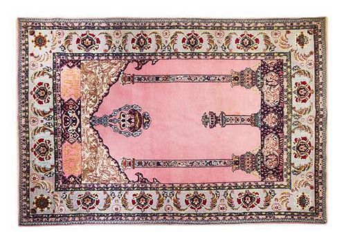 * A Turkish Wool Prayer Rug 5 feet 10 1/2 inches x 4 feet.