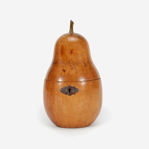 A George III Pear-Form Brass Mounted Fruitwood Tea Caddy, Late 18th/early 19th century