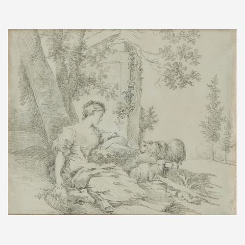 Attributed to Francois Boucher (French, 1701-1770), , Shepherdess at Rest