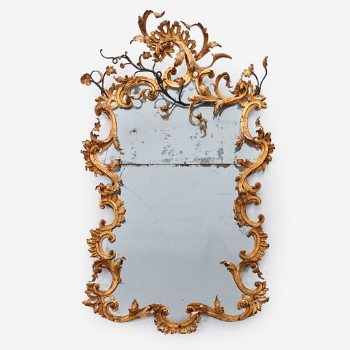 A Rare Louis XV Gilt Tole and Wrought Iron Mirror, 18th century