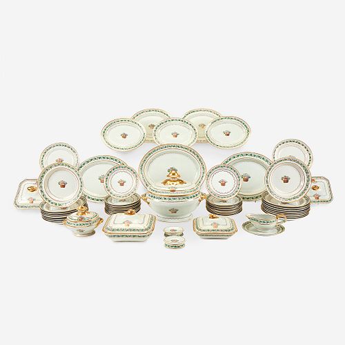 An Extensive Chinese Export Porcelain Famille Rose Dinner Service, Likely for the Brazilian market, circa 1800