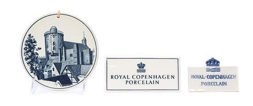 * Three Royal Copenhagen Articles Diameter of plaque 5 1/2 inches.