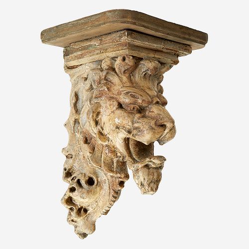 A Continental White Painted Lion-Form Wall Bracket, Probably Italian, 18th century