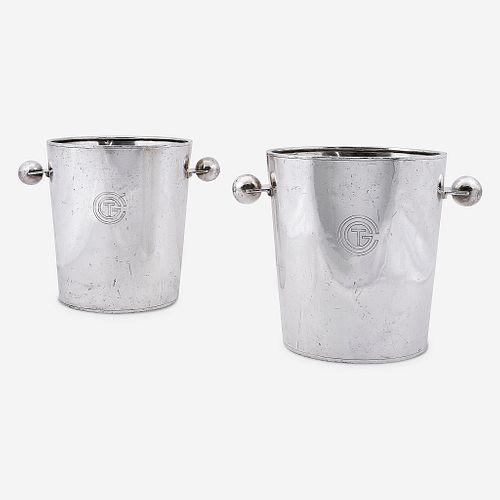 A Pair of Silver-Plated 'Transat' Champagne Buckets from the S.S. Normandie, Luc Lanel for Christofle, Paris, circa 1933
