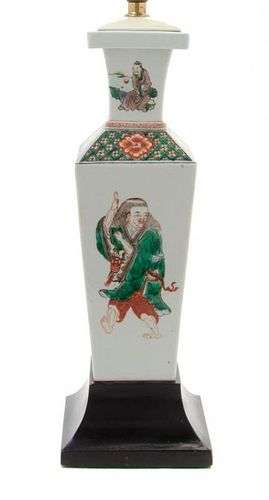 * A Chinese Famille Verte Porcelain Vase Height 11 1/2 inches.