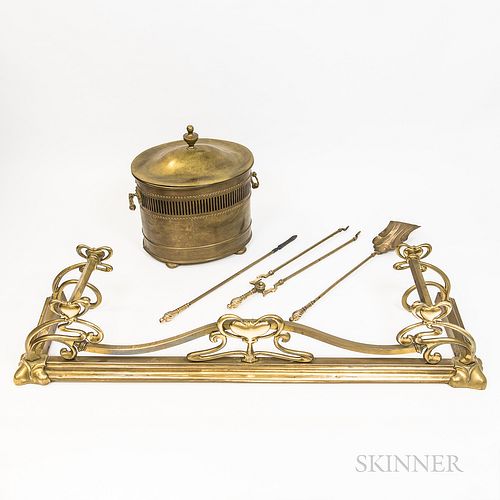 Group of Brass Fireplace Accessories