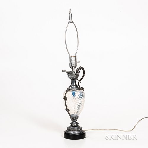 Opalescent Glass and Base Metal Ewer-form Lamp