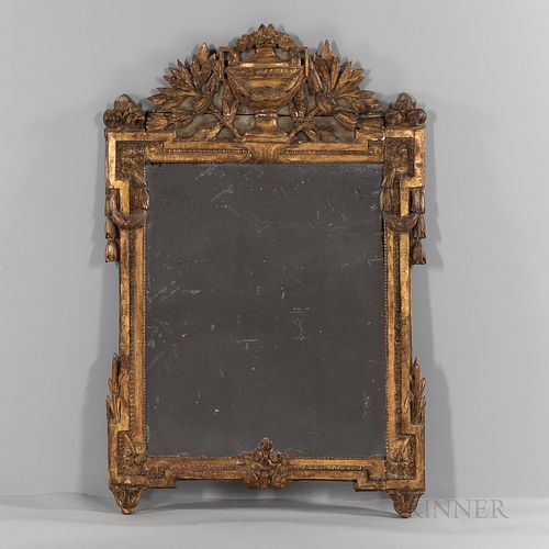 Neoclassical-style Carved and Gilt Wood Mirror