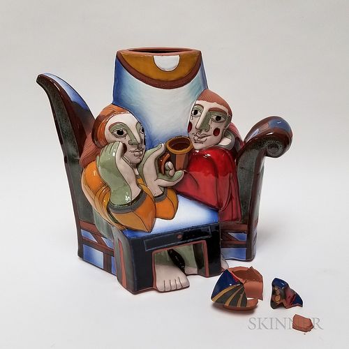 Studio Pottery Glazed Figural Teapot