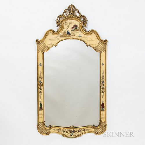 Chinoiserie-style Painted and Gilt Mirror