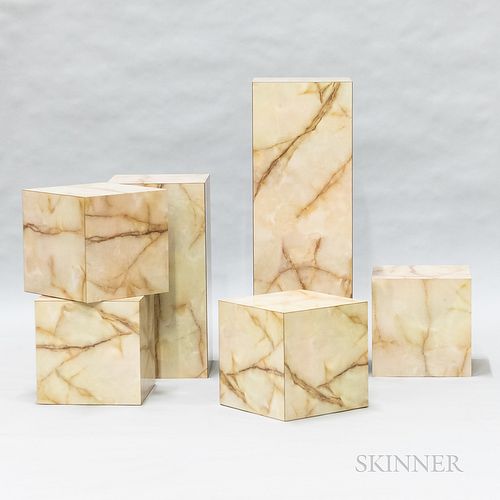 Six Marble-laminated Plinths