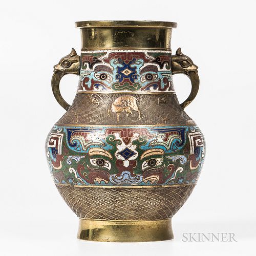 Archaic-style Cloisonne Bronze Vase